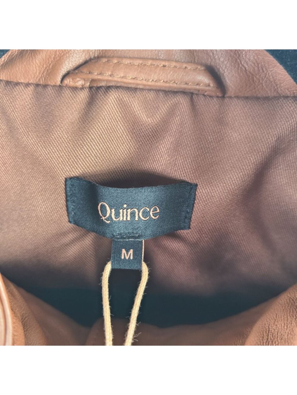 NEW Quince 100% Sheep Leather Stand Collar Jacket Cognac Women's Size M - Picture 4 of 11